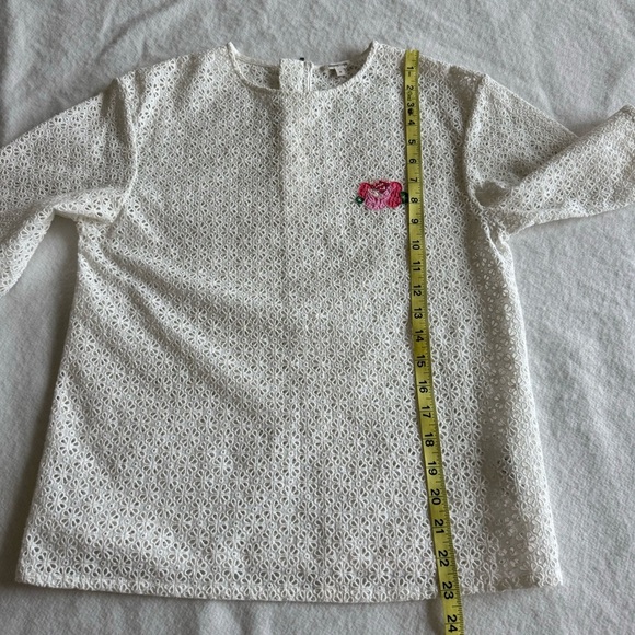 MANOUSH Flower Badge Eyelet Cotton Top Blouse Size 34, US 2 - Picture 9 of 10